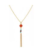 Collier Pompon en Laiton doré & Cornaline