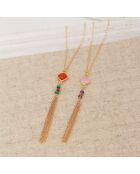 Collier Pompon en Laiton doré & Cornaline