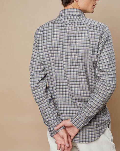 Chemise en Flanelle de Coton Regular Paul à carreaux  flanelle/gris/naturel