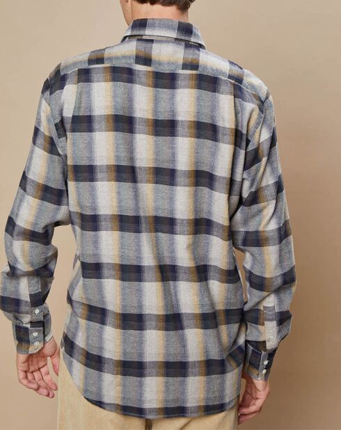 Chemise Regular en Flanelle de Coton Paul à carreaux naturel/army/doré