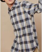 Chemise Regular en Flanelle de Coton Paul à carreaux naturel/army/doré