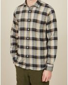 Chemise Regular en Flanelle de Coton Paul à carreaux naturel/army/doré