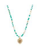 Collier Miyuki Coeur en Laiton doré & Turquoise