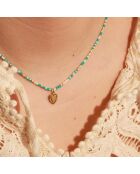 Collier Miyuki Coeur en Laiton doré & Turquoise