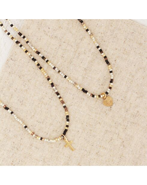 Collier Miyuki Mini Coeur en Laiton doré