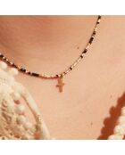 Collier Miyuki Mini Croix en Laiton doré