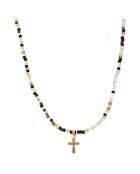 Collier Miyuki Mini Croix en Laiton doré