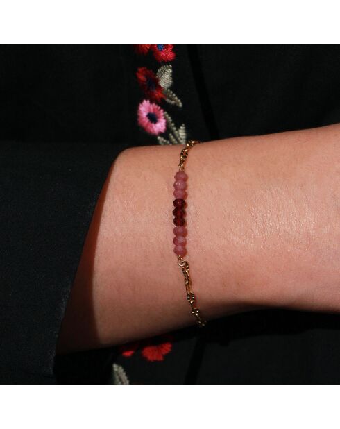 Bracciale sacro in ottone dorato e tormalina rosa