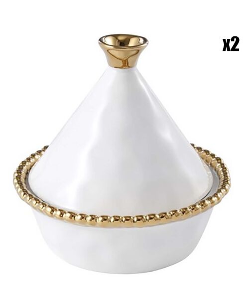 2 Tagines en Porcelaine Golden Salerno blanches - 12.7x12.7x12.7 cm