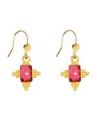 Boucles d'Oreilles Holy en Laiton doré & Tourmaline rose