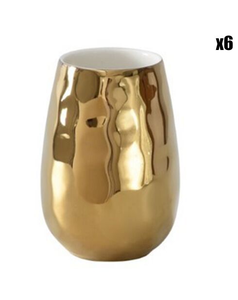 6 Verres à vin en Porcelaine dorés - 7.6x7.6x12.7 cm
