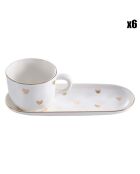 6 Tasses & Sous-tasses espresso en Porcelaine   Heart To Heart blanches - D.7 cm