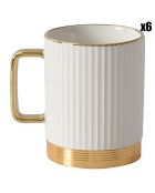 6 Mugs rayés en Porcelaine Tango blancs - D.7.6 cm