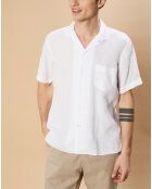 Chemise Regular 100% Lin Palm Pat blanche