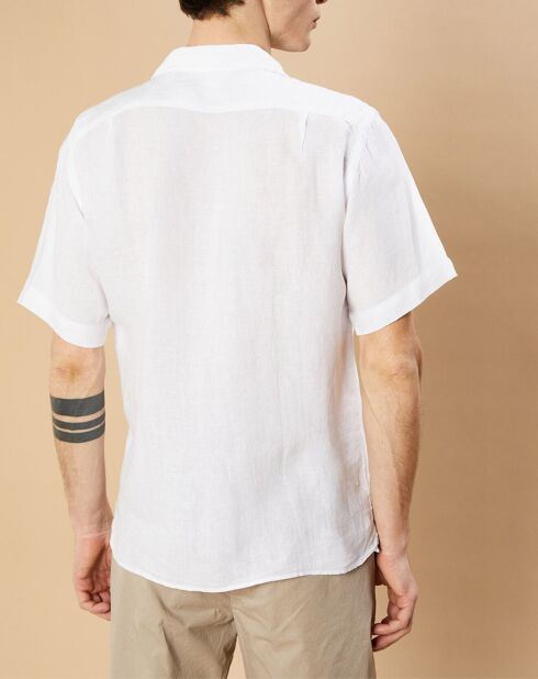 Chemise Regular 100% Lin Palm Pat blanche
