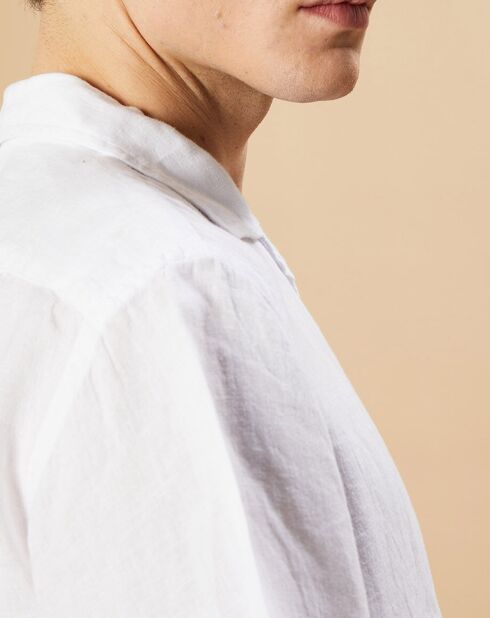 Chemise Regular 100% Lin Palm Pat blanche
