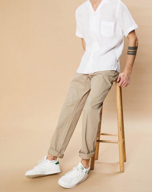 Chemise Regular 100% Lin Palm Pat blanche