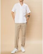 Chemise Regular 100% Lin Palm Pat blanche