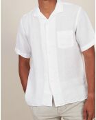 Chemise Regular 100% Lin Palm Pat blanche