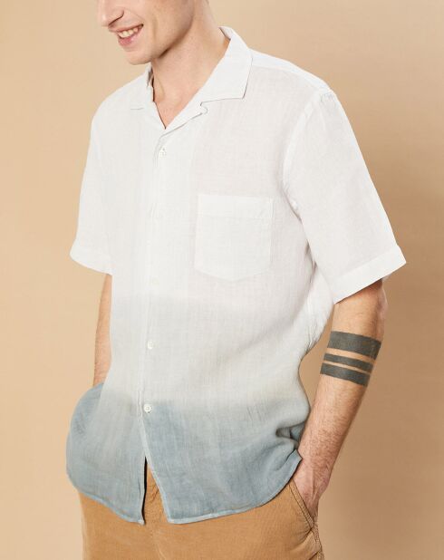 Chemise Regular 100% Lin Palm tie and dye craie/celadon/oyster