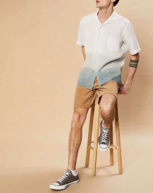 Chemise Regular 100% Lin Palm tie and dye craie/celadon/oyster