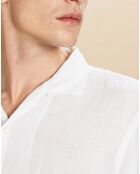 Chemise Regular 100% Lin Palm tie and dye blanc/baby rose/brique