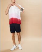 Chemise Regular 100% Lin Palm tie and dye blanc/baby rose/brique
