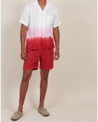 Chemise Regular 100% Lin Palm tie and dye blanc/baby rose/brique