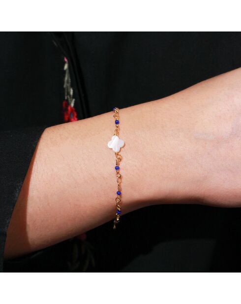 Bracelet Jaipur en Laiton doré & Nacre Blanche