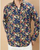 Chemise en Coton & Lin Regular Paul marine