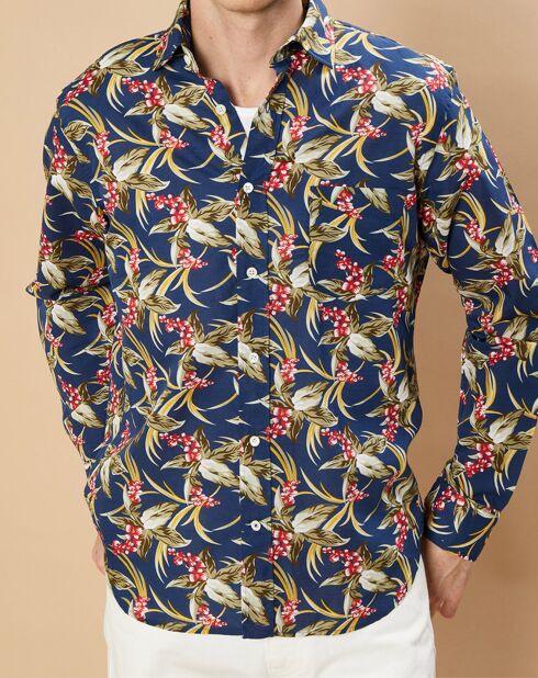 Chemise en Coton & Lin Regular Paul marine