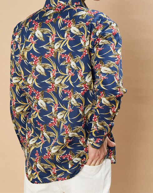 Chemise en Coton & Lin Regular Paul marine