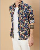 Chemise en Coton & Lin Regular Paul marine