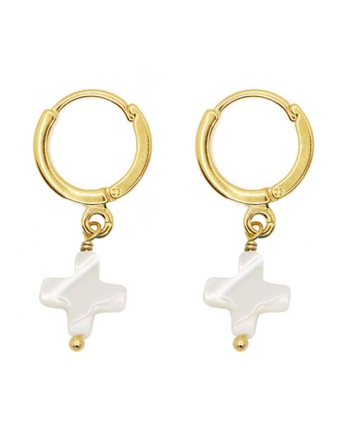 Mini Créoles Croix en Laiton doré