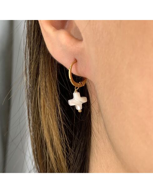 Mini Créoles Croix en Laiton doré