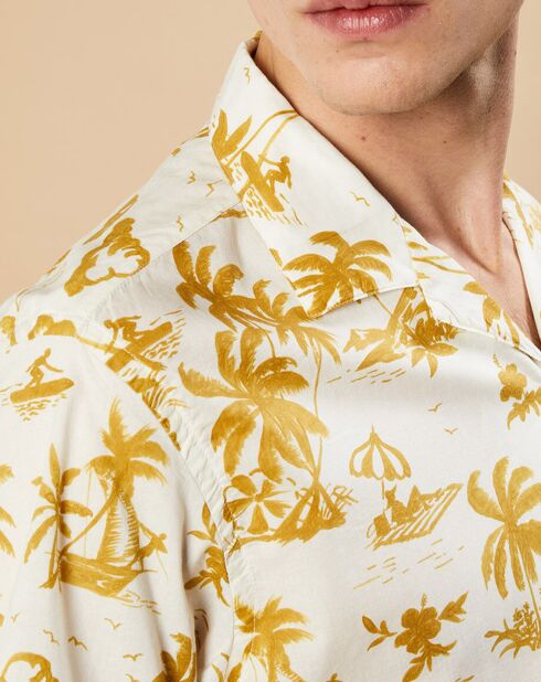 Chemise Slim Slam blanc/jaune