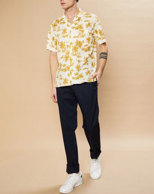 Chemise Slim Slam blanc/jaune