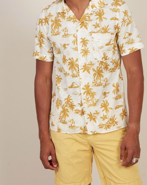 Chemise Slim Slam blanc/jaune