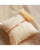 Bracelet Ibiza Orange Fleur en Laiton doré & Nacre
