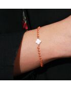 Bracelet Ibiza Orange Fleur en Laiton doré & Nacre