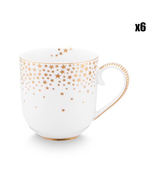 6 kleine weiße Royal Winter White Porzellantassen — 7,6 x 10,6 x 8,2 cm