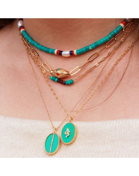 Collier California en Laiton doré & Turquoise
