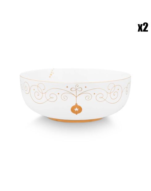 2 Saladiers en Porcelaine Royal Winter White  blancs - D.23 cm