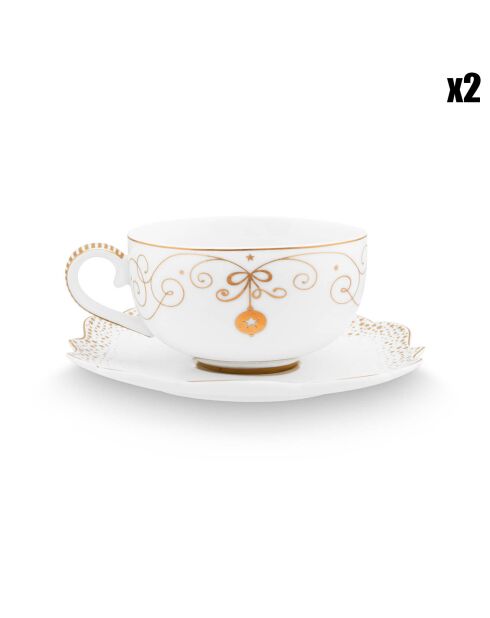 2 Tasses à café en Porcelaine Royal Winter White  blanches - 12x12.2x5.5 cm