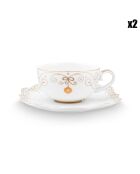 2 Tasses à thé en Porcelaine Royal Winter White  blanches - 9.9x12.5x5.5 cm