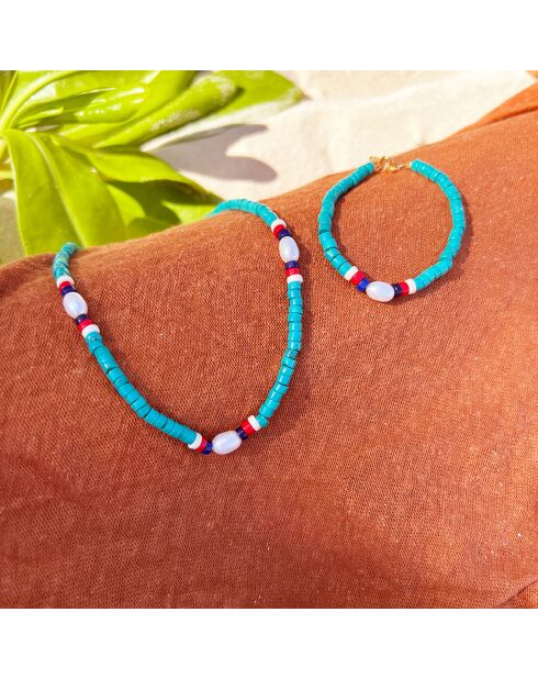 California armband in goud, messing en turkoois