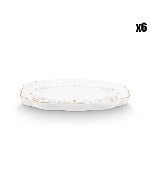 6 weiße Royal Winter Beutelablagen aus weißem Porzellan, 10,2 x 10,2 x 0,3 cm