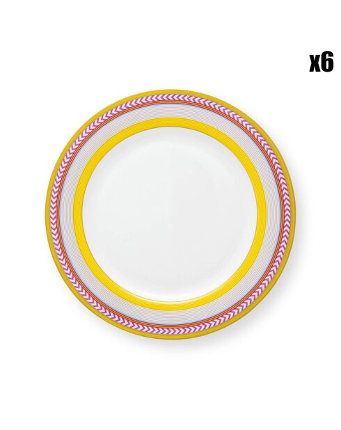 6 Assiettes à dessert Pip Chique  jaunes - D.23 cm