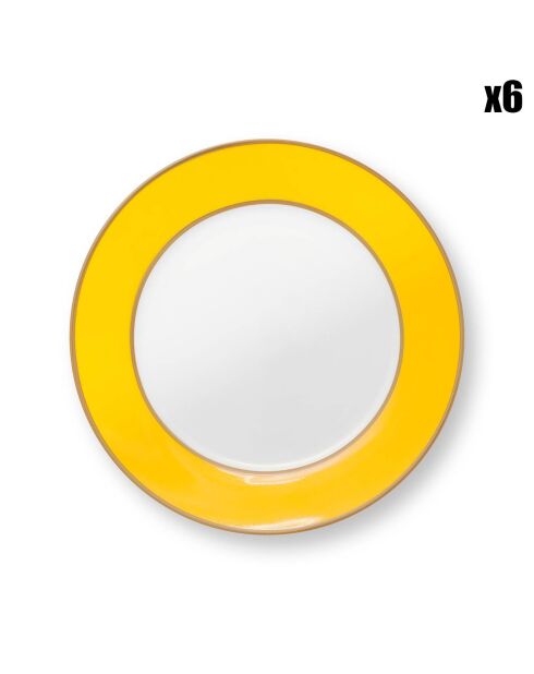 6 platos llanos amarillos de Pip Chique - D.28 cm