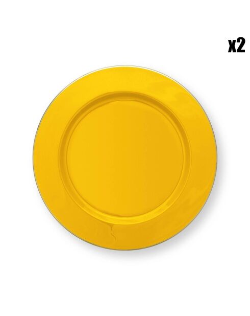 2 Assiettes de présentation Pip Chique  jaunes - 32x32x1.3 cm